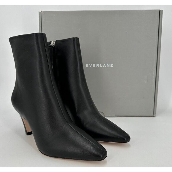Everlane The Short Banana Heel Boot in Black Leather size 7 Ankle Side Zip nto - Picture 1 of 4